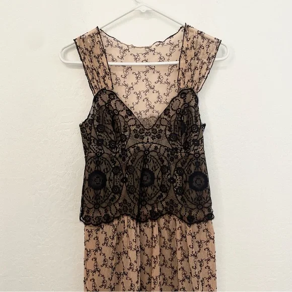 Only Hearts- Black & beige Lace Dress with Black Underlayer Slip-M - Picture 11 of 16